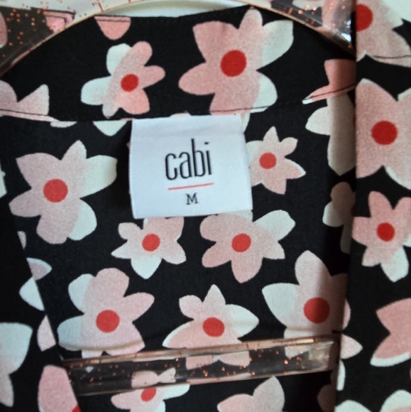 CAbi, Harmony Black Pink Floral V-Neck Oversized Blouse Top, Size Medium - Picture 9 of 11